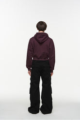 Black & Burgundy Cropped Hoodie - CHINASQUAD