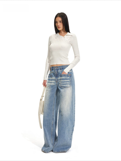 Classic Asymmetric-Collar Knit Crewneck