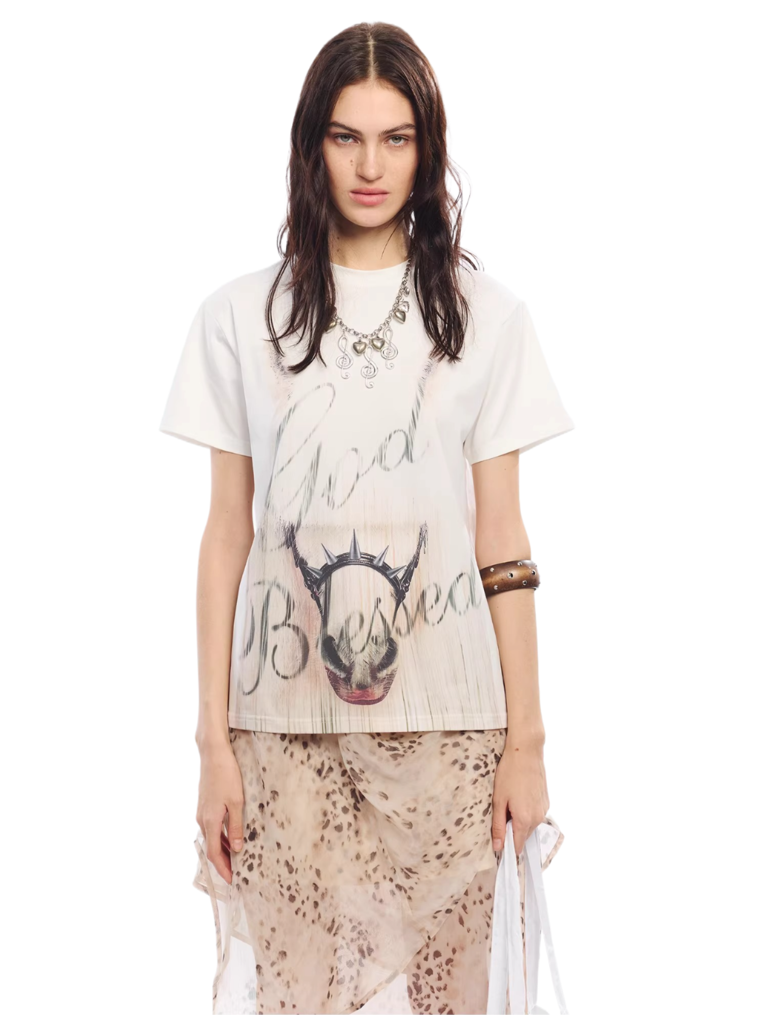 Vintage Washed Gradient Punk Graphic Crew Neck T-Shirt