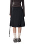 Dark Grey Tie-Waist Pleated Midi Skirt - CHINASQUAD