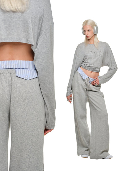 Patchwork Wide-leg Sweatpants