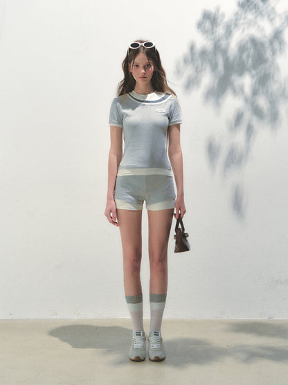 Fake Three-Piece Short-Sleeve T-Shirt &amp; Shorts Set