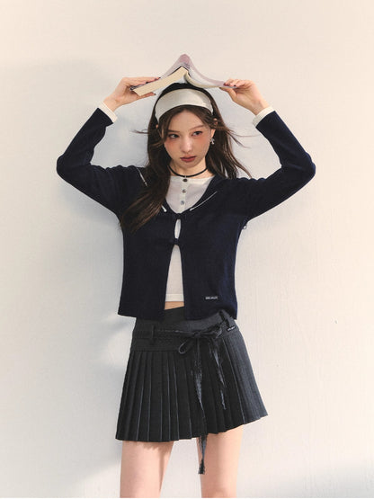 Lace Strap Pleated Skirt