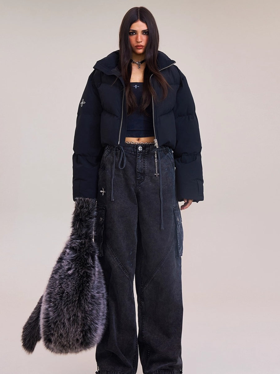 Sculpted Cross Cropped Down Jacket