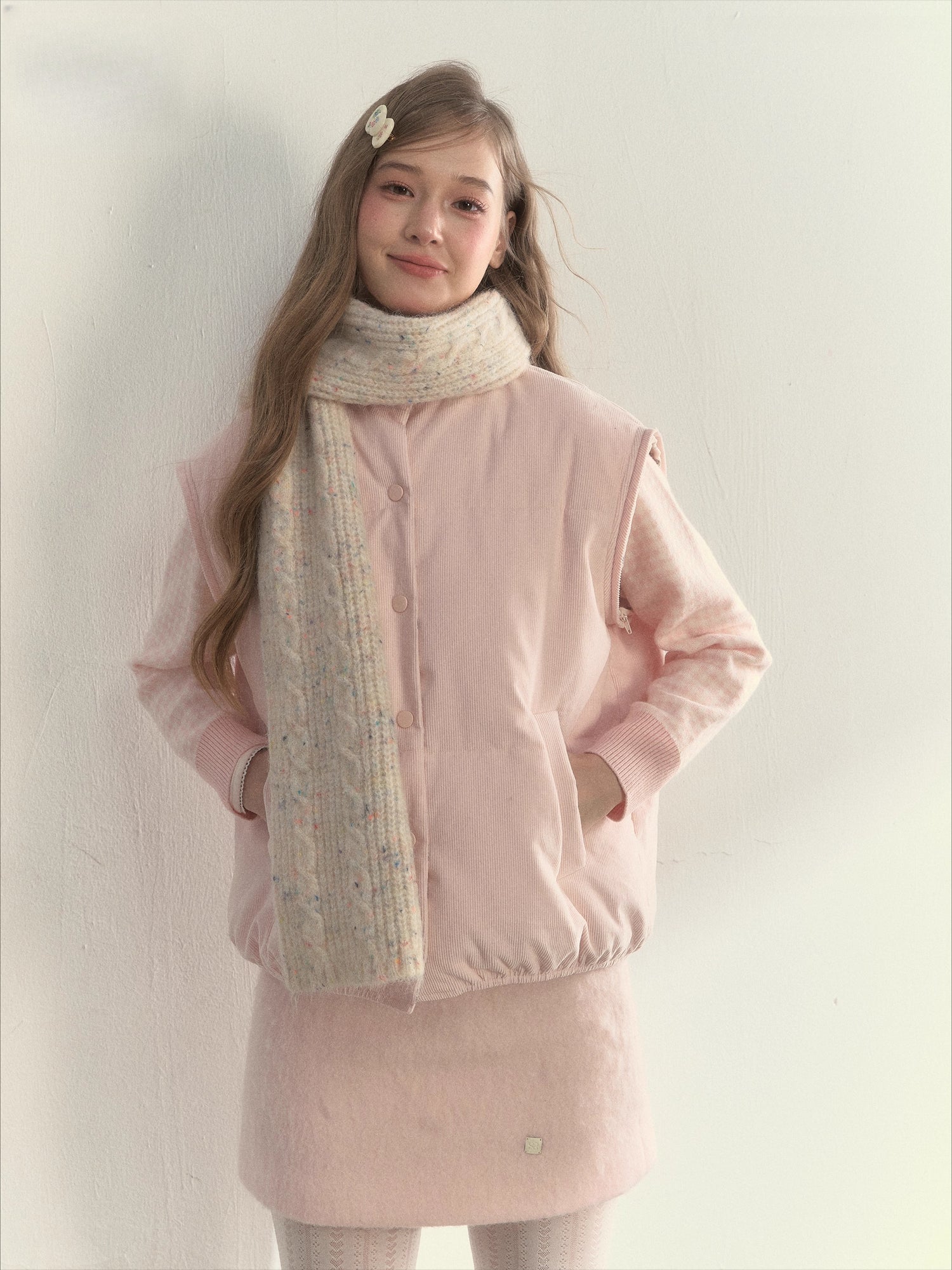 Twist-Knit Speckled Vintage Long Warm Style Wool Scarf