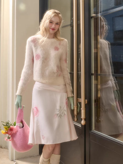 Wool-Blend Knit Top &amp; Skirt Set