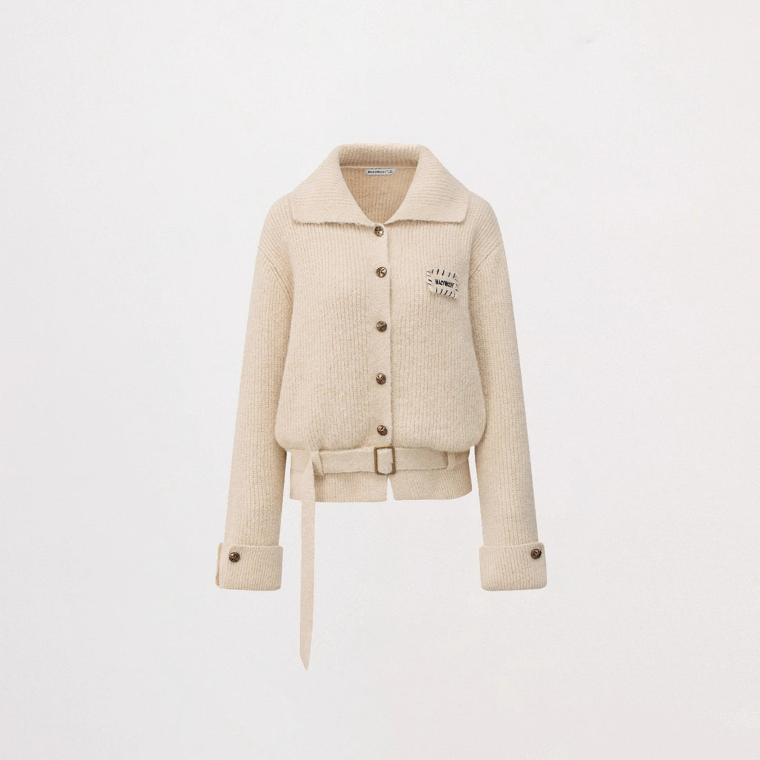 Belted Wool-Blend Knit Cardigan