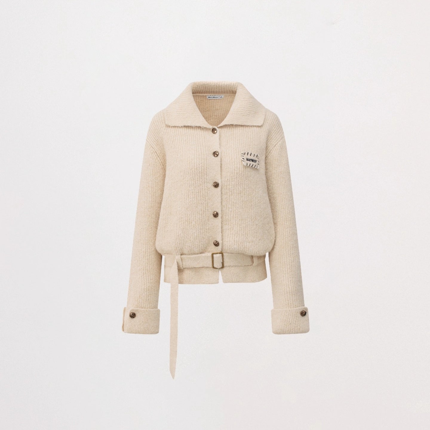 Belted Wool-Blend Knit Cardigan