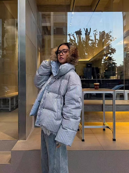 Spray-Dyed Panelled Down Jacket