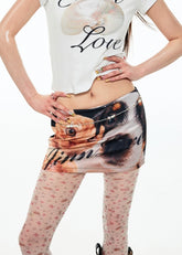 Big Nose Dog & Lap Cat Satin Printed Mini Skirt - CHINASQUAD