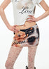 Big Nose Dog & Lap Cat Satin Printed Mini Skirt - CHINASQUAD