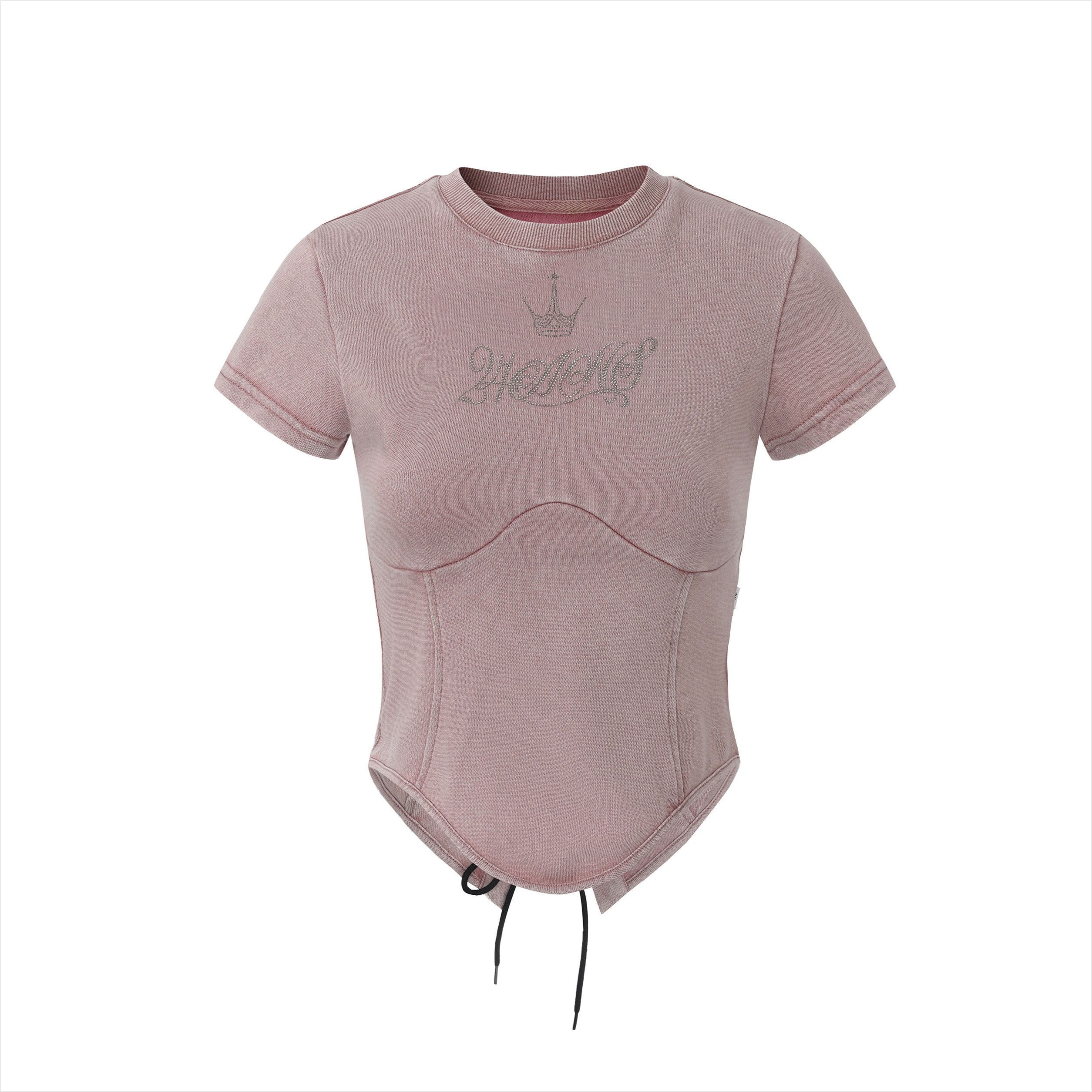 Punk Rhinestone Drawstring Tee