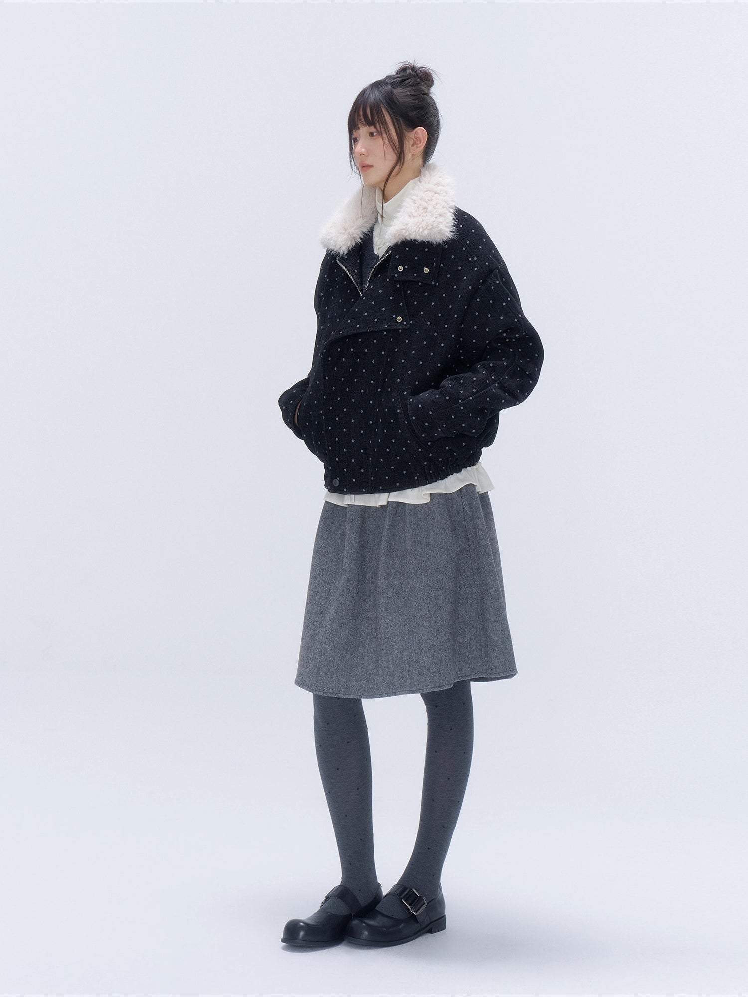 Wool-Blend High-Waist Midi Skirt