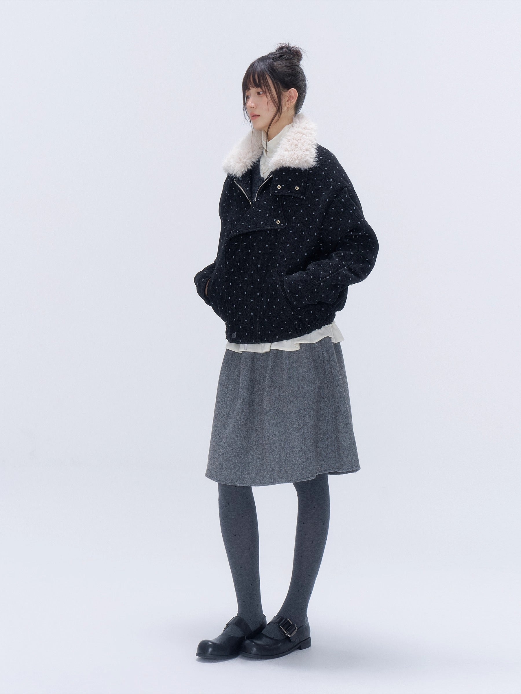 Wool-Blend High-Waist Midi Skirt