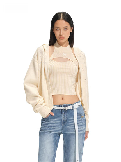 Olympia Halter Neck Fitted Knit Tank Top