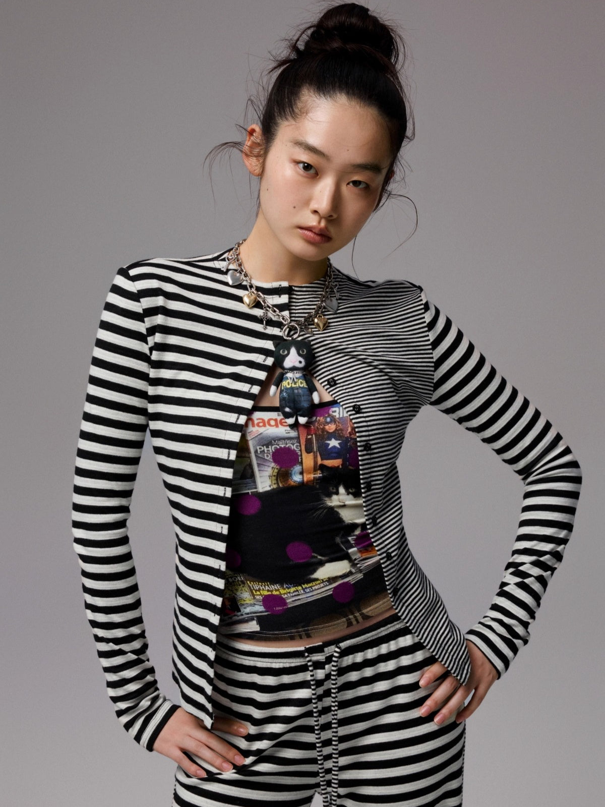 Reversible Striped Cardigan &amp; Pants Set