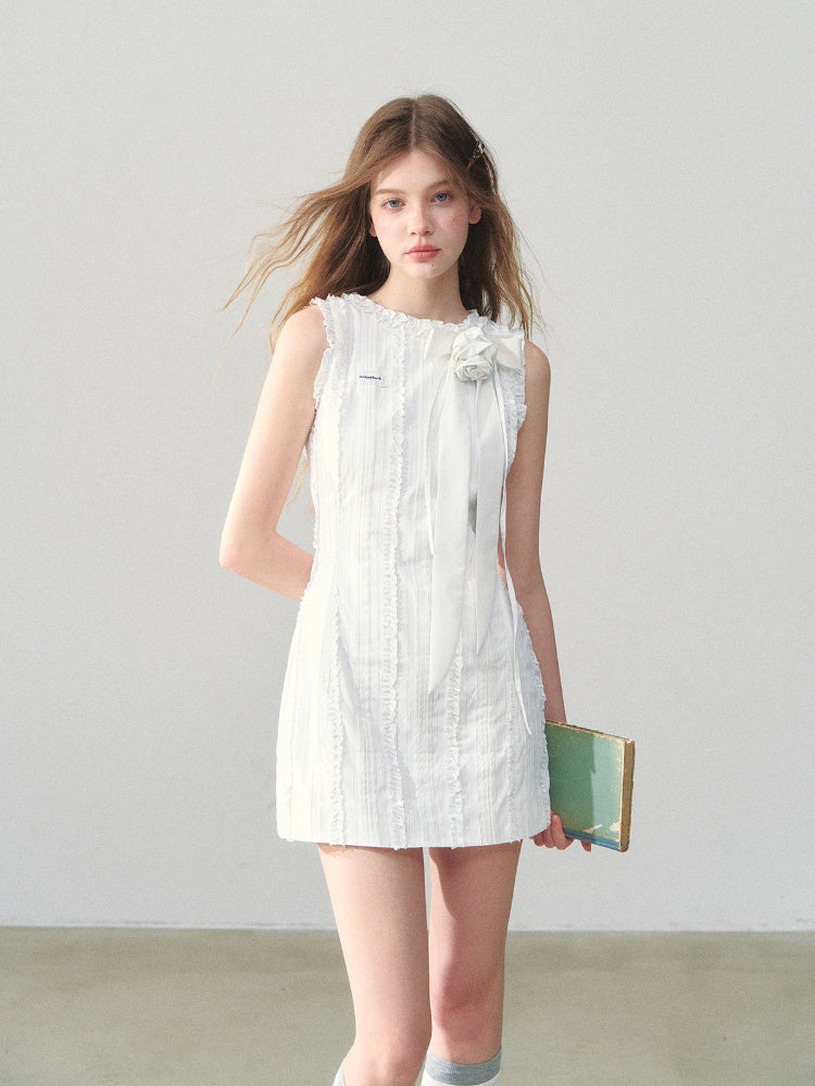Vertical Striped Lace Dress