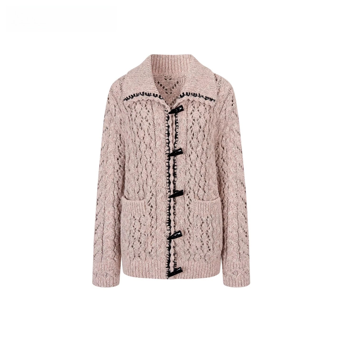 Heavy-Knit Toggle Wool-Blend Cardigan with Matching Scarf