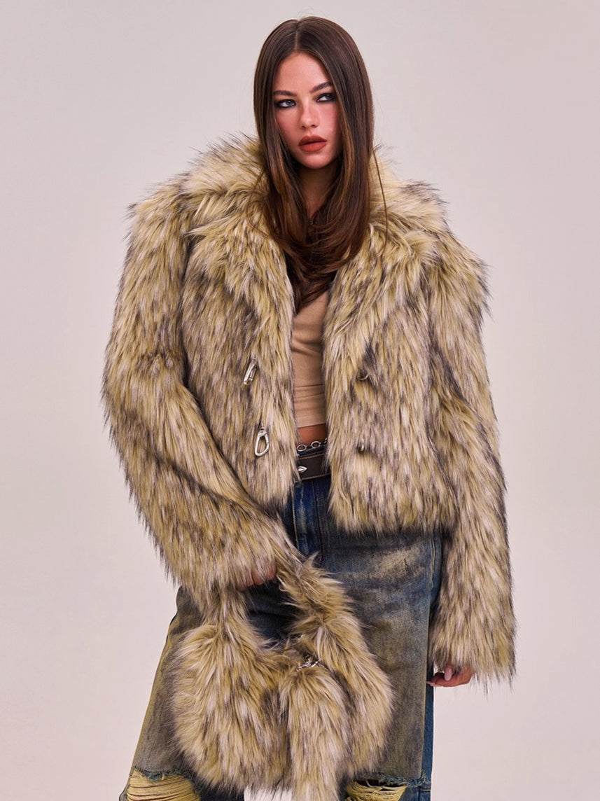 Cross Relic Faux Fur Stone Bag