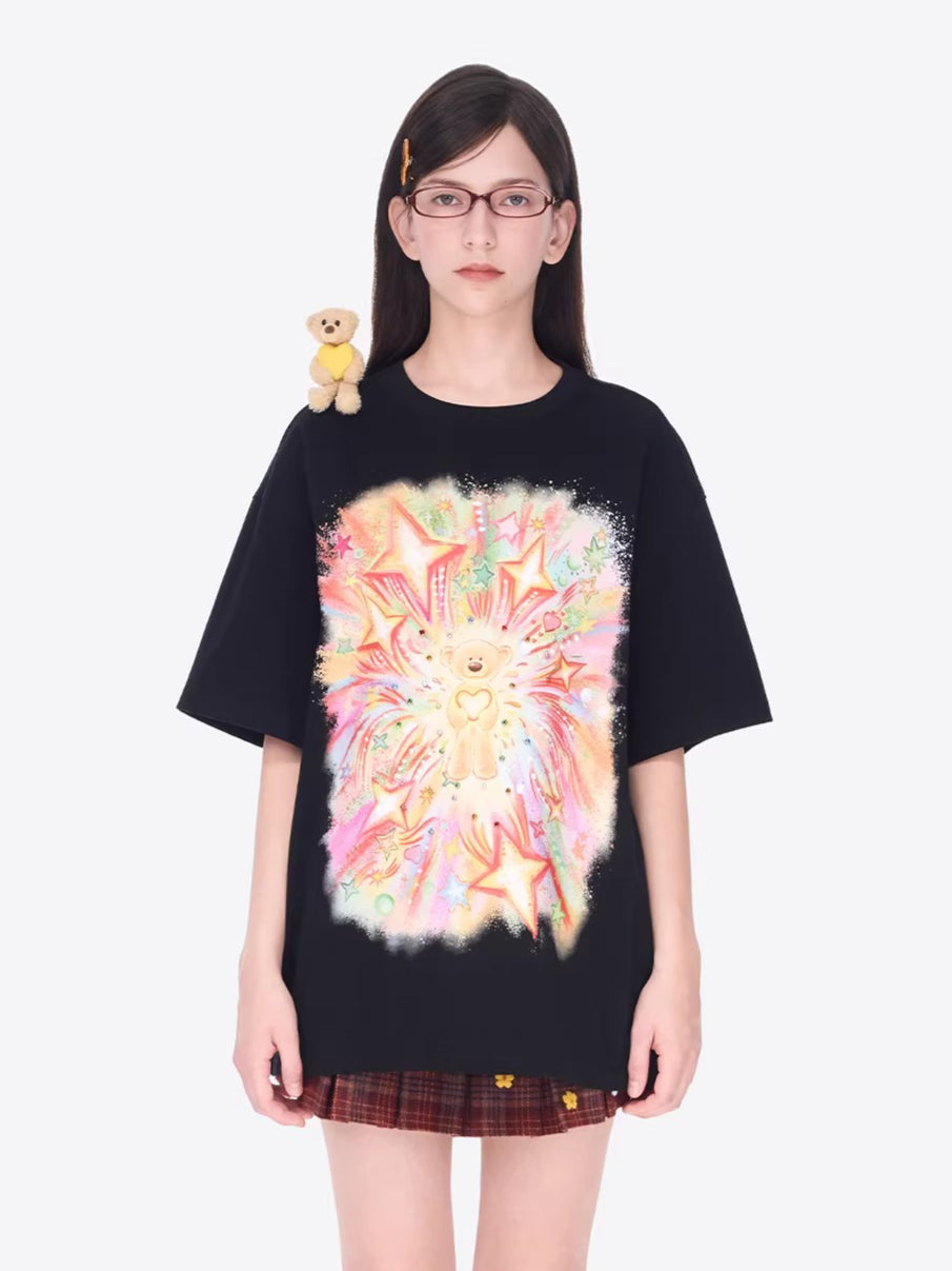 Luminous Heart Graphic Oversized T-Shirt