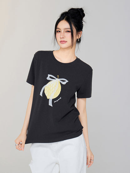 Bow-tied Fruit Regular Shoulder T-shirt