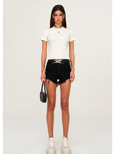 Waist-Cinching Embroidered Round-Neck T-Shirt - CHINASQUAD
