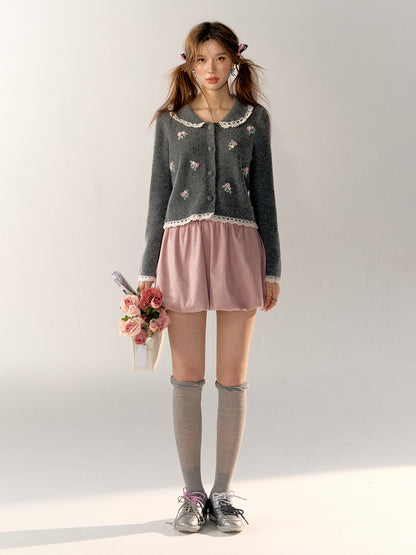 Lace Doll Collar Knit Cardigan