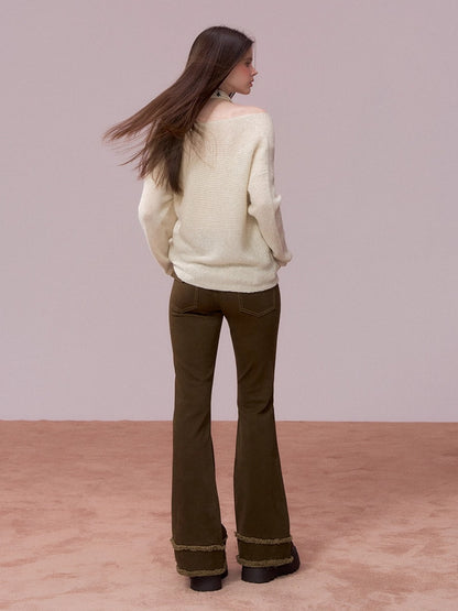 Shimmer Drape-Neck Sweater