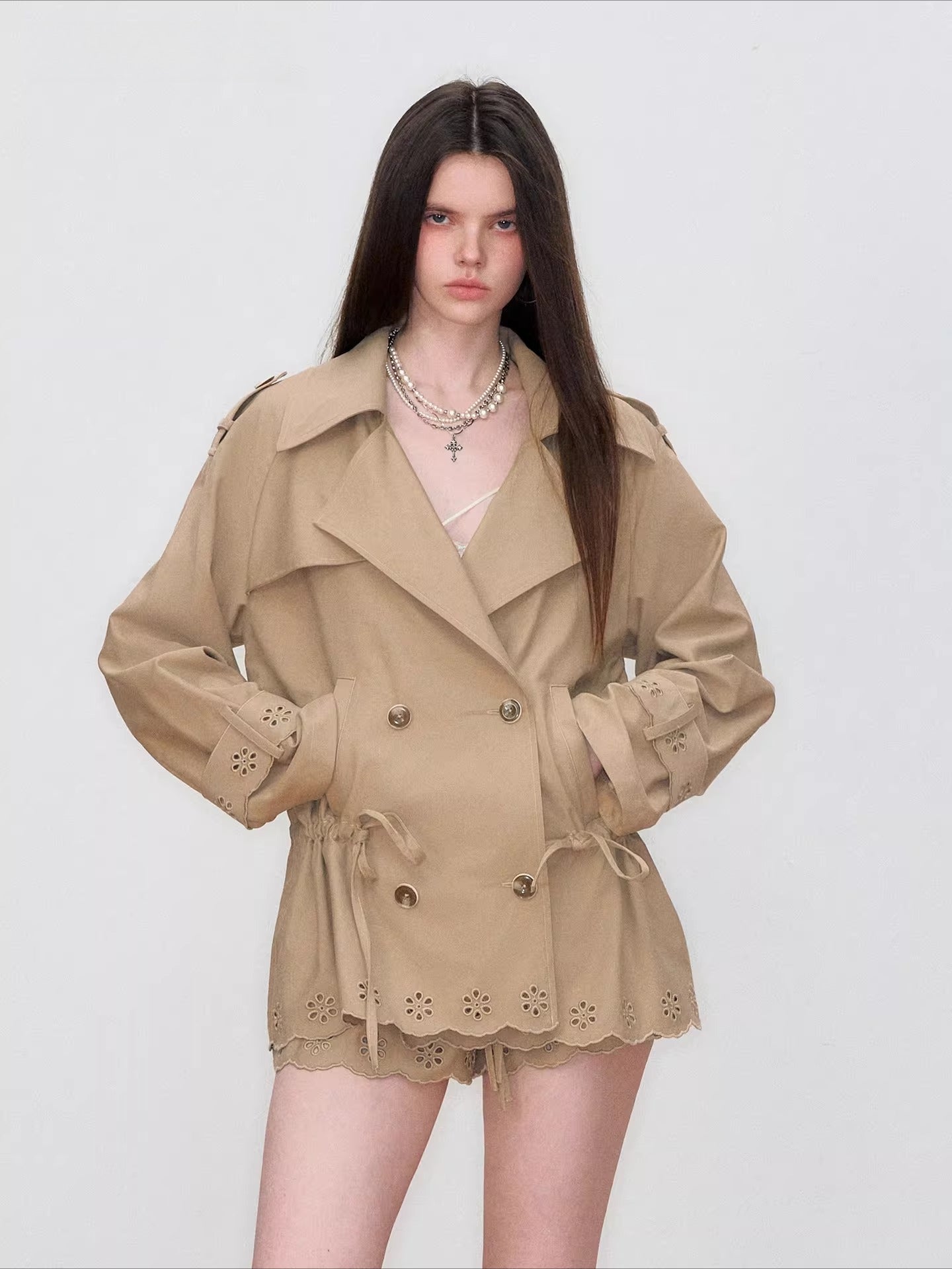 Embroidered Drawstring Jacket