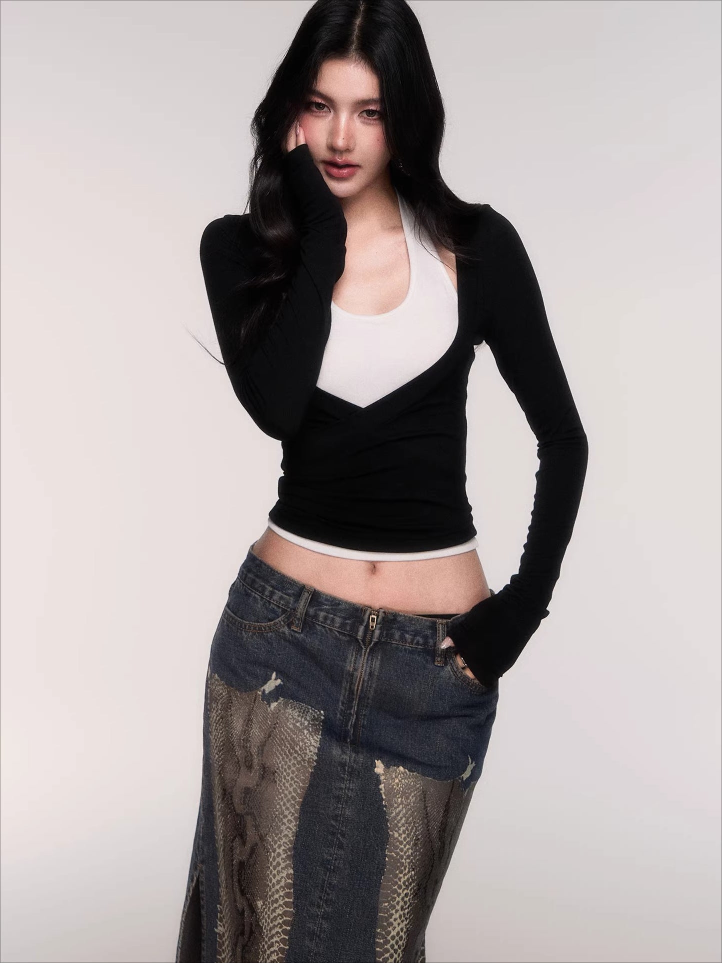 Layered Long-Sleeve Slim-Fit T-Shirt Set