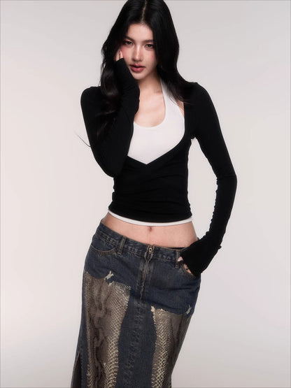 Layered Long-Sleeve Slim-Fit T-Shirt Set