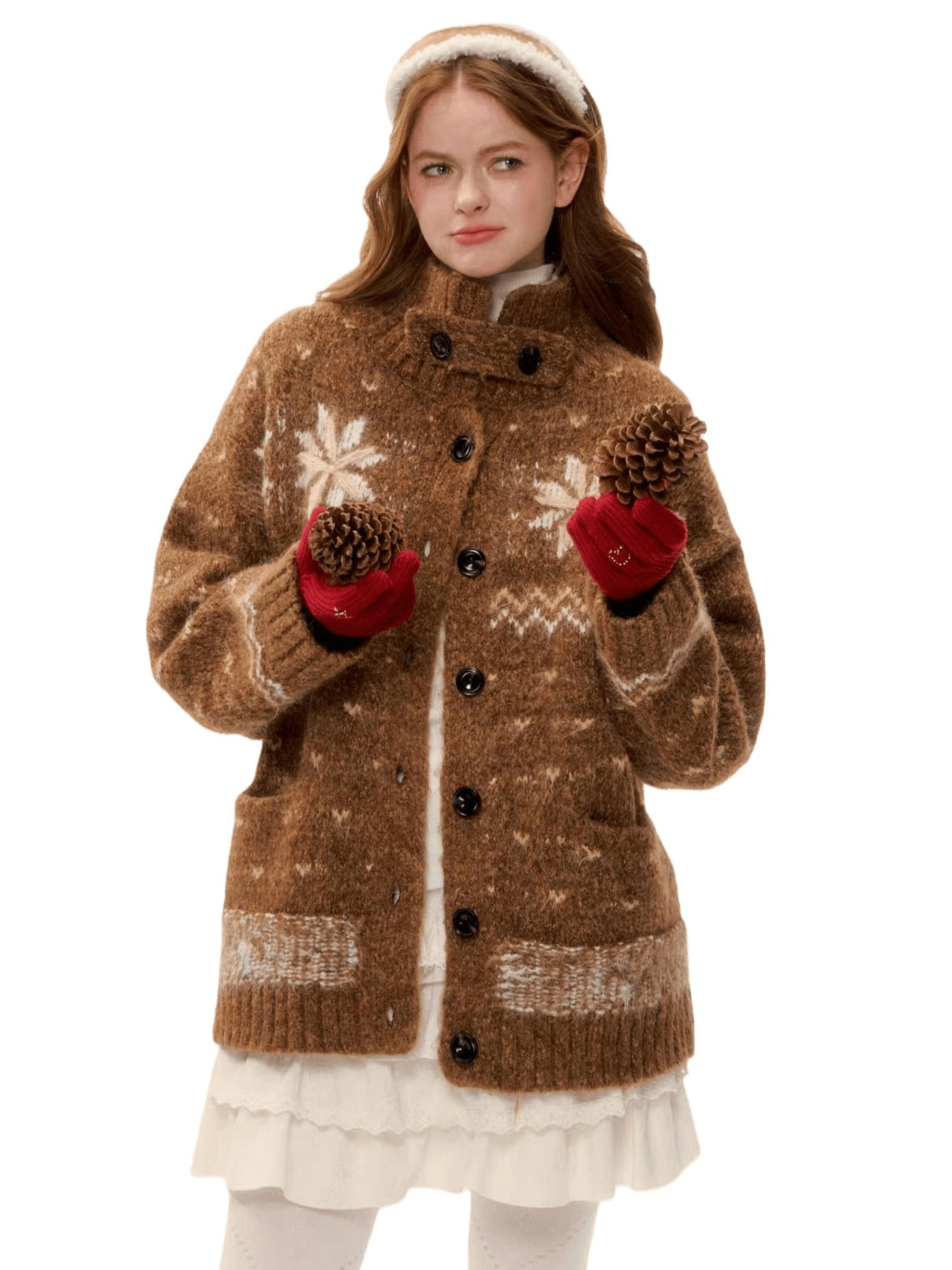 Snowflake Fair Isle Wool-Blend Knit Cardigan