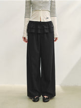 Two-piece Double-layer Ruffle Tie Straight Pants - CHINASQUAD