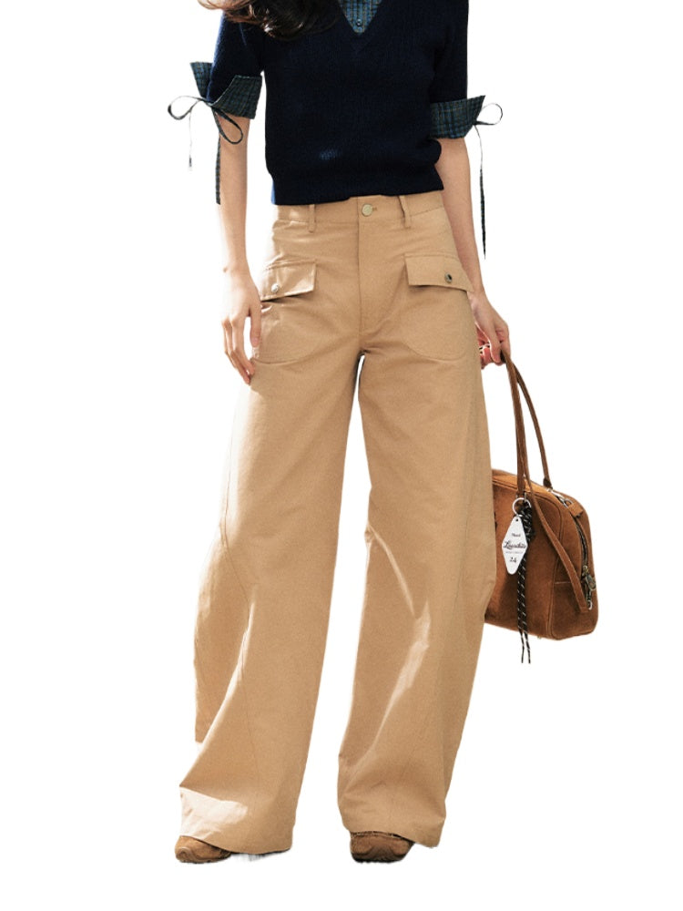 Two-Tone Flared Wide-Leg Pants