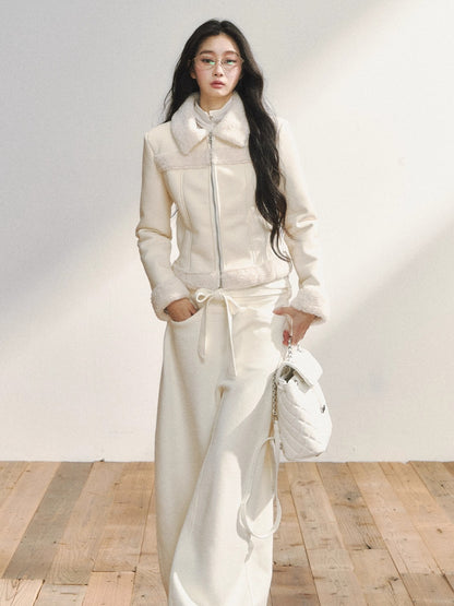 Two-Tone Shearling Cropped Jacket