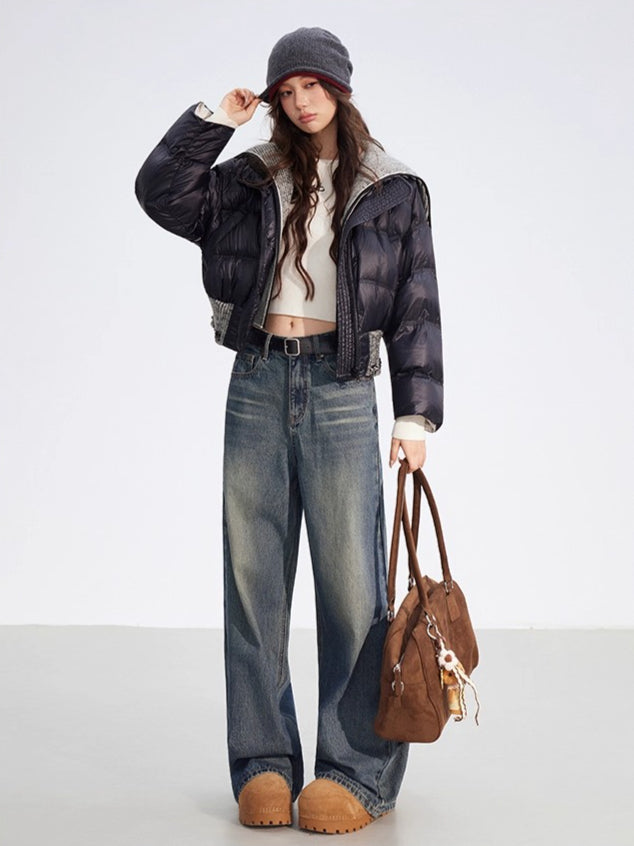 Reversible Knit Lapel Down Jacket