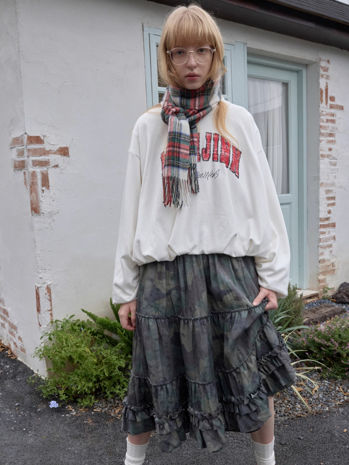 Vintage Letter Print Oversized Sweatshirt