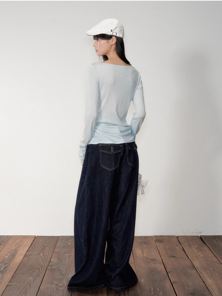 Two-piece Printed Fitted Long-sleeve T-shirt