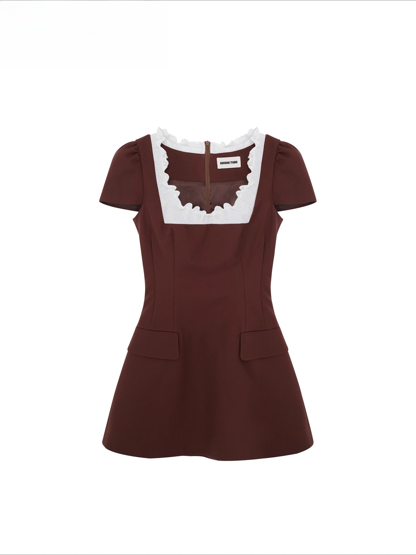 Ruffled Short-Sleeve A-Line Dress
