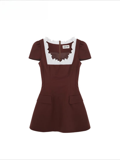 Ruffled Short-Sleeve A-Line Dress