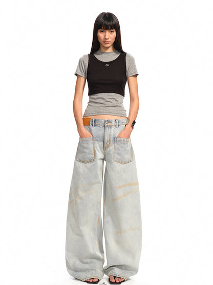 Washed Reversed - Pocket Jeans - CHINASQUAD