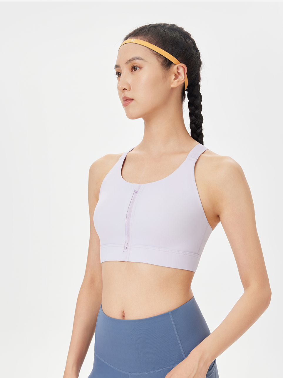 Integrated Molded Cups Front Zip Sports Bra