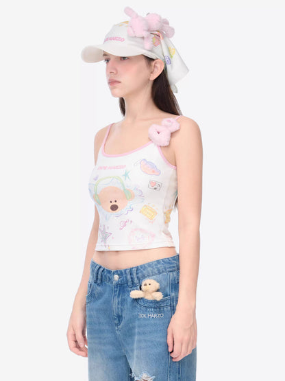 Graffiti Bear Fitted Cropped Camisole