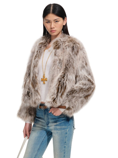 Fox Fur Stand-Collar Jacket