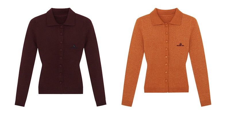 Collared Wool-Blend Fitted Knit Cardigan