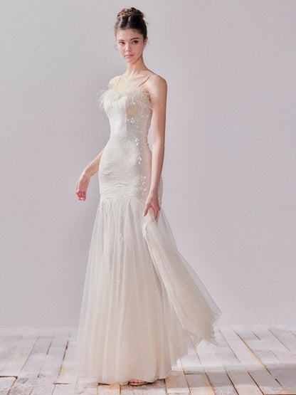 Starlit Pearl Sequin Mesh Mermaid Gown