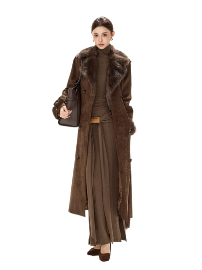 Belted Double-Breasted Long Coat