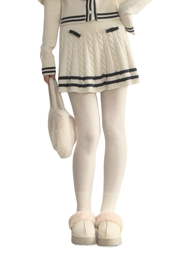 Cream / Brown / Grey / Black Cable-Knit Textured Tights