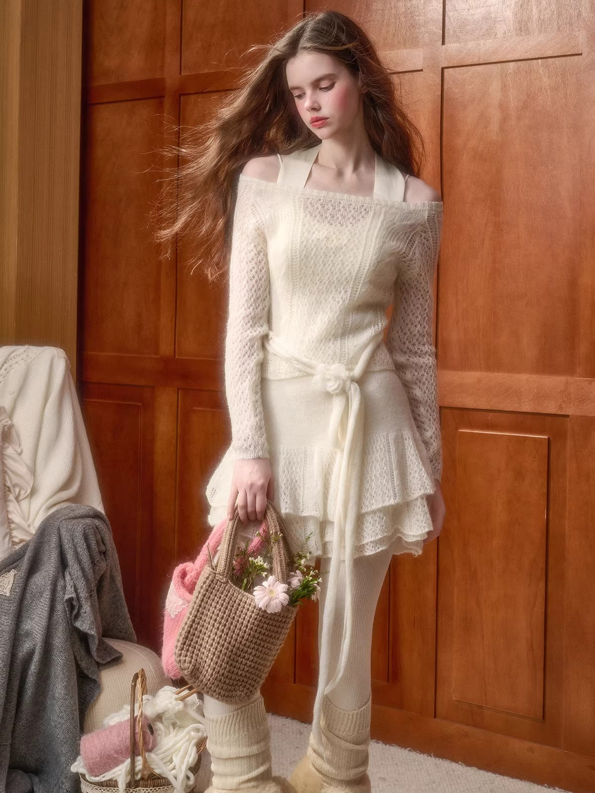 Mohair Wool-Blend Cloud Knit Set