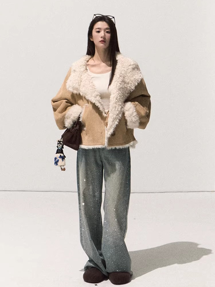 Faux Shearling Suede Jacket &amp; Vest